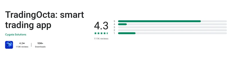 The Google Play listing of TradingOcta as shown in United States, captured Oct 1, 2026.